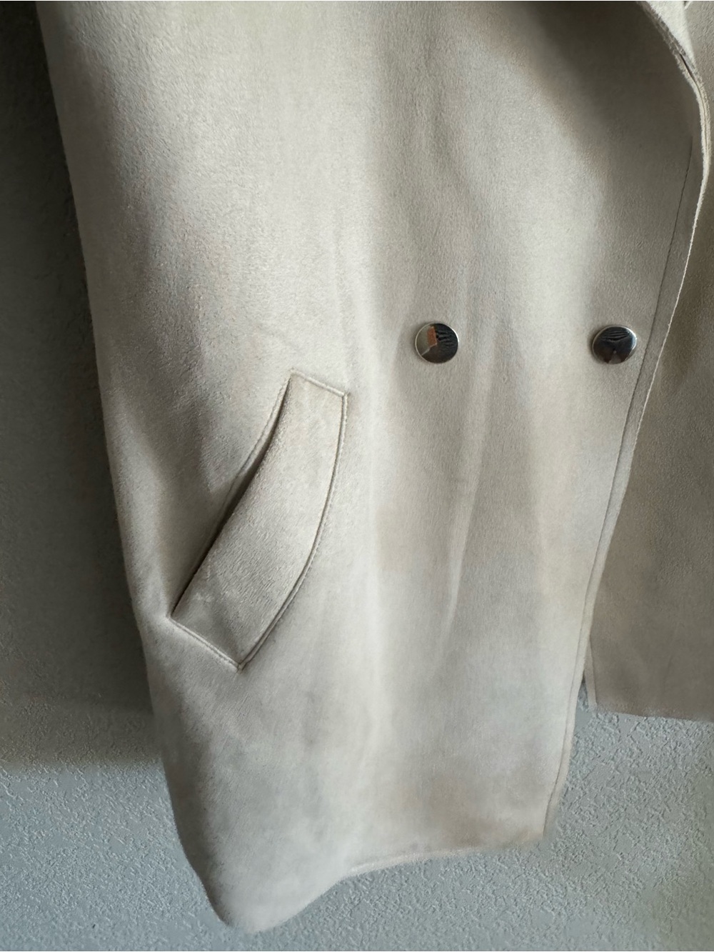Simply Styled by Sears Faux Suede Faux Fur Collar Peacoat light grey Size S - Picture 4 of 11